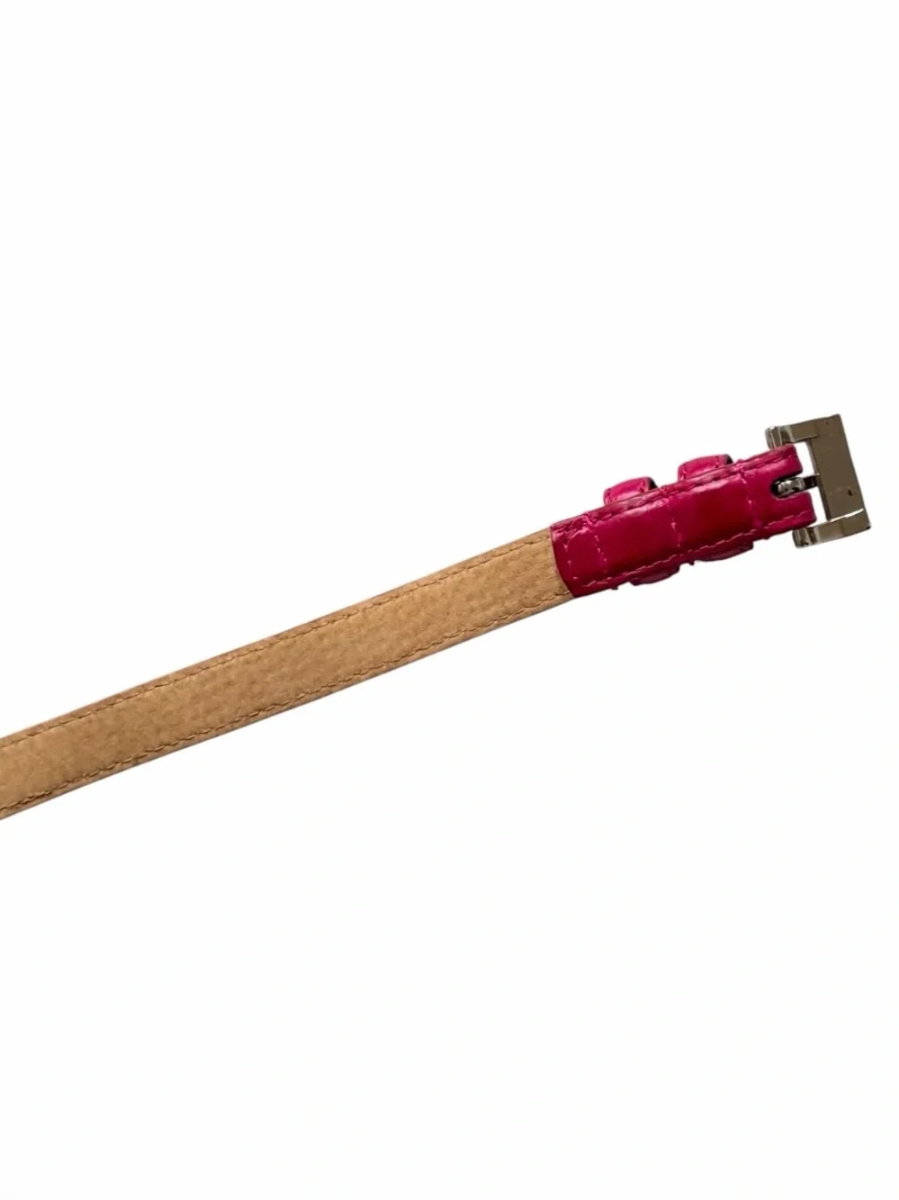 NEW Ellen Tracy Hot Pink Skinny Italian Leather Belt